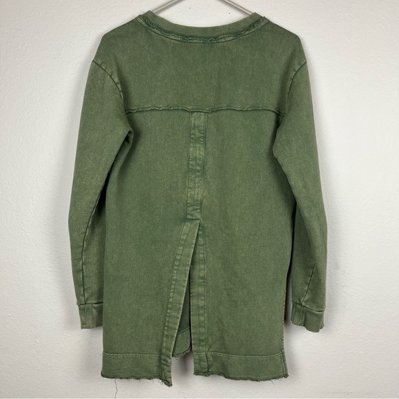 Anthropologie Split-Hem Tunic Moss Green V-Neck Pullover Sweatshirt Top - Picture 5 of 5